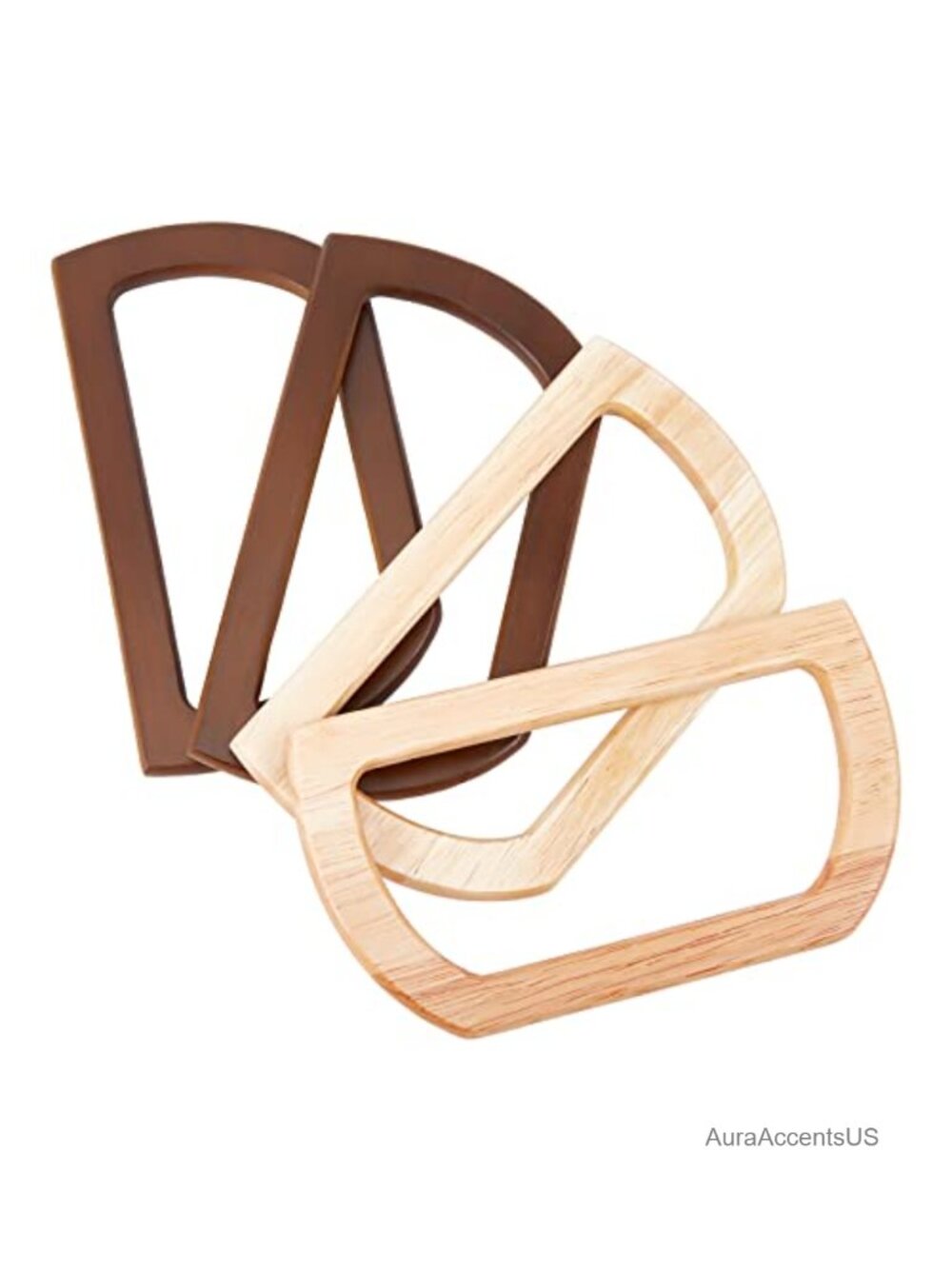 Wooden Bag Handles Oval Replacement DIY Purse Making 4Pcs